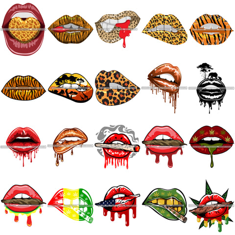 Bundle 20 Sensual Lips African Wildlife Weed Marijuana Proud Roots Safari Savanna Africa Continent Exotic Scenic SVG Cutting Files