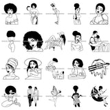 Bundle 20 Sexy Curvy Melanin Black Woman Mermaid Lipstick Dripping Designs For T-Shirt and Other Products SVG PNG JPG Cutting Files For Silhouette Cricut and More!