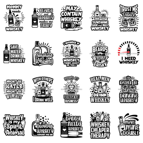 Bundle 20 Whiskey Funny Quotes Designs For T-Shirt .SVG Cut Files For Silhouette Cricut and More!