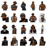 Bundle 9 Afro Black Man Cowboy Hat Handsome Bearded Men Fashion Melanin African American Male PNG JPG SVG Cutting Files For Silhouette Cricut and More!