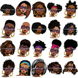 Bundle 20 Afro Woman Lola Face Wearing Glasses Queen Nubian Melanin SVG Cutting Files For Silhouette Cricut and More