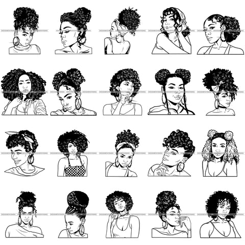 Bundle 20 Queen Boss Lady Bamboo Earrings Urban Street Girl Black Woman Nubian Melanin Popping  SVG Cutting Files For Silhouette Cricut and More