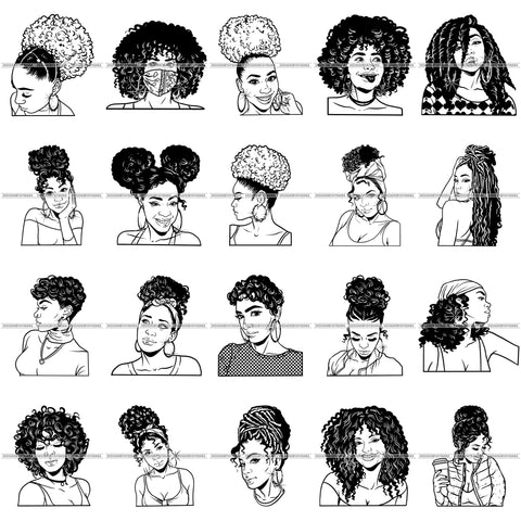 Bundle 20 Queen Boss Lady Bamboo Earrings Urban Street Girl Black Woman Nubian Melanin Popping  SVG Cutting Files For Silhouette Cricut and More