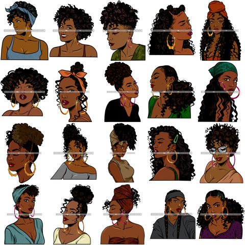 Bundle 20 Afro Girl Bamboo Earrings Hustle Diva Gold Jewelry Hair Accessories Black Woman Goddess SVG Files For Cutting and More!