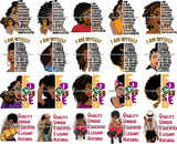 Bundle 20 Afro Black Woman I'm Myself Focused Educated Quotes Diva Layered SVG Cut Files For Silhouette Cricut and More!