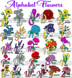 Bundle 26 Alphabet Flowers Letter Fonts Nature Floral Creative Kit Typography Type Decorative Lettering Words SVG JPG PNG Layered Cutting Files For Silhouette Cricut and More