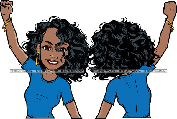 Bundle 2 Afro Lola Hands Up Woman Power We Can Do It Melanin Nubian Black Girl Magic SVG JPG PNG Layered Cutting Files For Silhouette Cricut and More