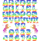 Bundle 36 Unicorn Alphabet Numbers Letters Words Creation Kit Fantasy Horse Fairy SVG JPG PNG Layered Cutting Files For Silhouette Cricut and More
