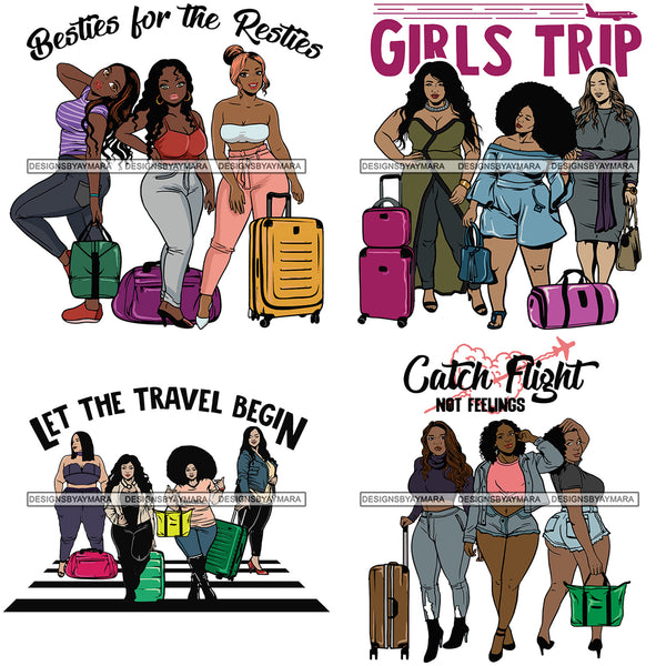 Bundle 20 Ladies Getaway Vacation Trip Travel Adventure Best Friends Forever Buddy Sister Divas Melanin Girlfriends SVG Files For Cutting and More!