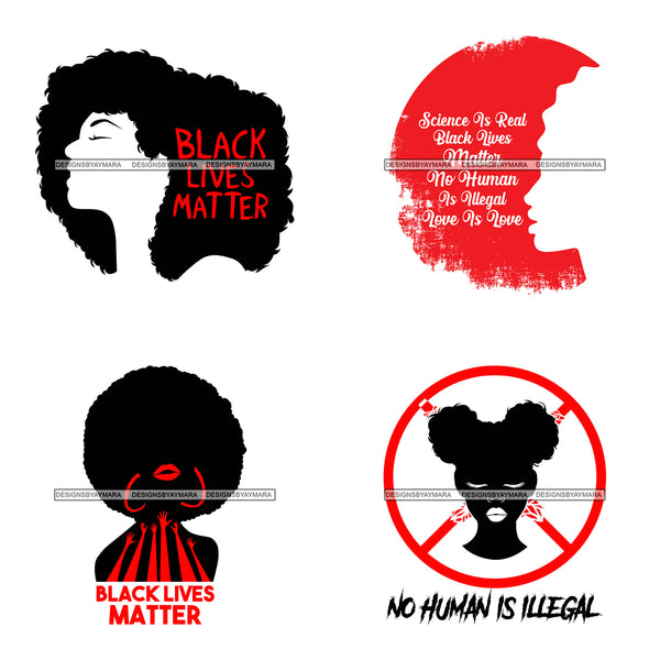 Bundle 4 Black Lives Matter Humanity Social Protest Justice Black-Owned Businesses SVG PNG JPG Vector Cutting Files