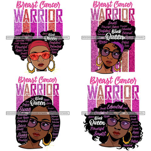 Bundle 4 Cancer Warrior Melanin Cancer Survivor Strong Woman Support SVG Cutting Files For Silhouette Cricut and More!