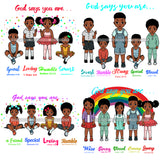 Bundle 4 God Says You Are Kids Girls Boys Kids Children Bible Quote .SVG Cut Files For Silhouette Cricut and More!