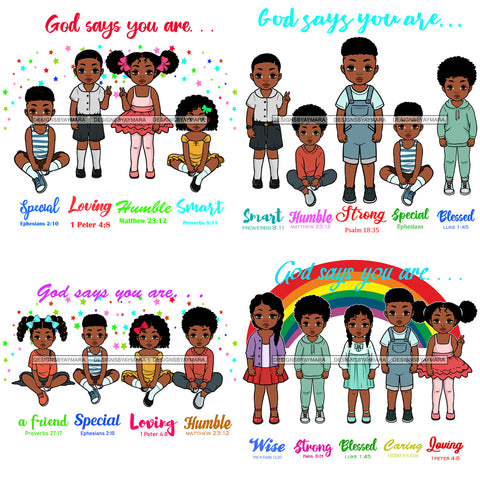 Bundle 4 God Says You Are Kids Girls Boys Kids Children Bible Quote .SVG Cut Files For Silhouette Cricut and More!