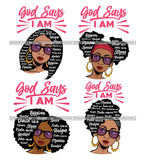 Bundle 4  Afro Lola God Says I'm Forgiven Unique Strong Educated Black Woman Lady Nubian Queen Melanin Popping SVG Cutting Files For Silhouette Cricut and More