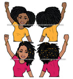 Bundle 4 Afro Lola Hands Up Woman Power We Can Do It Melanin Nubian Black Girl Magic SVG JPG PNG Layered Cutting Files For Silhouette Cricut and More