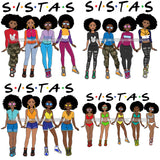 Bundle 4 Sistas Sisters Best Friends Together Melanin Popping Black Girl Magic JPG PNG  Files For Silhouette Cricut and More