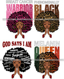 Bundle 8 Afro Woman Praying God Says I'm Phenomenally Black Breast Cancer Warrior Melanin Queen SVG Files For Cutting and More!