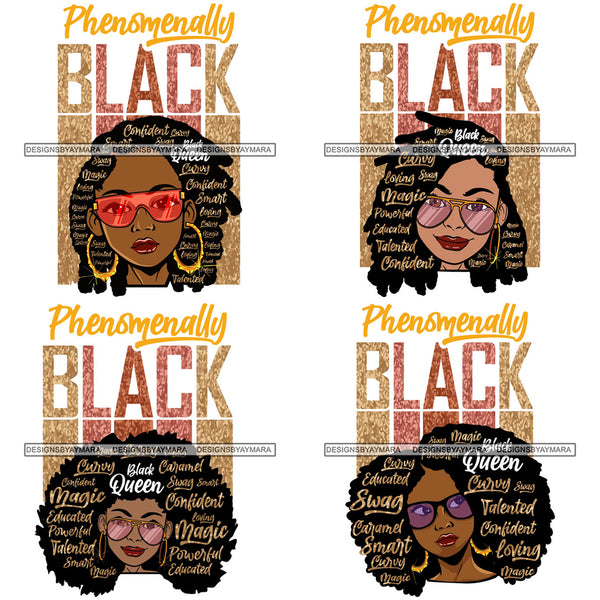 Bundle 4 Phenomenally Black Proud Melanin Afro Woman SVG Cutting Files For Silhouette Cricut and More!