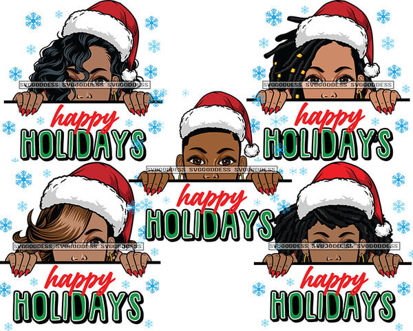 Bundle 25 Christmas Melanin Woman Designs For Commercial Use Holidays Celebration Winter Season SVG PNG JPG EPS Cutting Vector Files