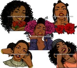 Bundle 5 Gangster Woman Gold Teeth Grill Gettho Hipster Fashion Black Girl Magic Melanin Popping Nubian Queen Bad Ass Women JPG PNG Clipart