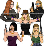 Bundle 5 Gangster White Woman Caring Hand Gun Caucasian Weapon Self Defense Danger Bad Ass Girl Shooting Snipe Targeting JPG PNG Clipart