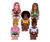 Bundle 5 Kids Teenage Young Girl Male Playing Video Games Control Remote Gaming Game PNG JPG Files For Silhouette Cricut and More