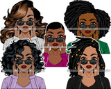 Bundle 5 Afro Beautiful Lola Holding Glasses Queen Boss Lady Black Woman Nubian Melanin Popping SVG Cutting Files For Silhouette Cricut and More