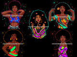 Bundle 5 Afro Goddess Queen Black Lady High Self Esteem Proud African American Woman Black Girl Magic Melanin Nubian Ebony JPG PNG Clipart