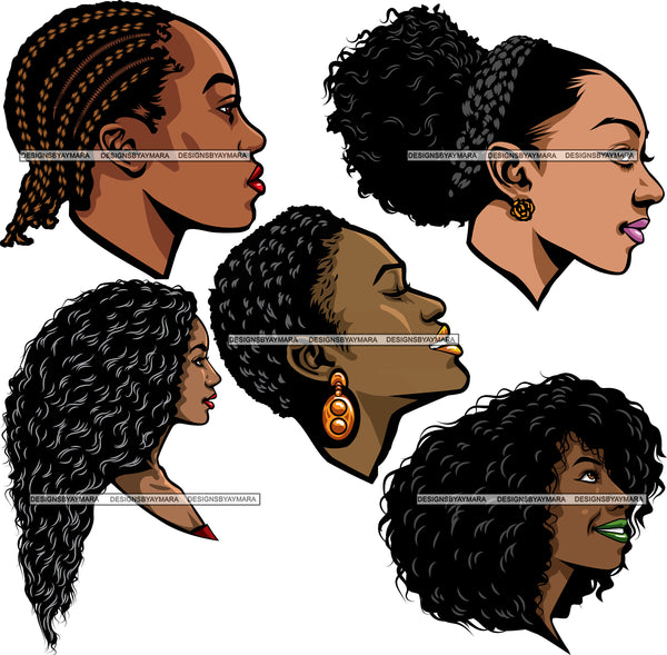 Bundle 5 Afro Woman Melanin Nubian Ebony Black Girl Magic .SVG Cutting Files For Silhouette Cricut and More!