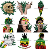 Bundle 9 Marijuana Pot Head Rasta 420 Cannabis Weed Leaf Grass Joint Blunt Stoned High Life SVG Cutting Files