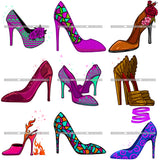 Bundle 9 High Heels Woman Shoes Glamour Fashion Style Elegant Footwear PNG JPG Cutting Files Silhouette Cricut