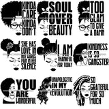 Bundle 9 Afro Woman SVG Too Glam To Give A Damn Quotes Black Girl Magic Melanin Popping Hipster Girls SVG JPG PNG Layered Cutting Files For Silhouette Cricut and More