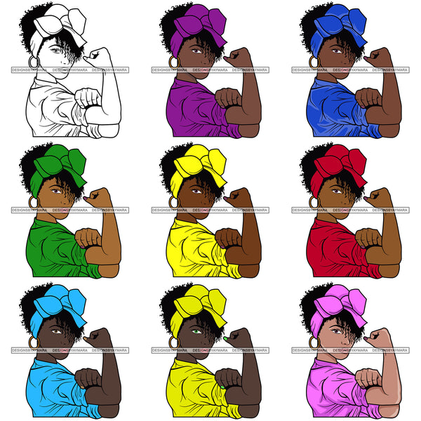 Bundle 9 Woman Flexing Arms We can Do It Strong Independent Lady .SVG Cutting Files For Silhouette and Cricut and More!