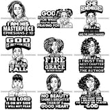 Bundle 9 Afro Lola God Quotes God Is Within Her She Will Not Fall SVG Cutting Files For Silhouette Cricut and More