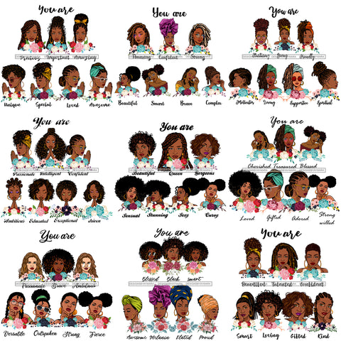 Bundle 9 You Are Woman Qualities Bible Verses Melanin Queen Brown Sugar Dope Quotes .SVG Cut Files For Silhouette Cricut and More!