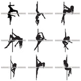 Bundle 9 Pole Dancer Woman Fitness Posing Performance Acrobat Pole Dancing Poledance Athletic Gymnast Vector Designs For T-Shirt and Other Products SVG PNG JPG Cutting Files For Silhouette Cricut and More!