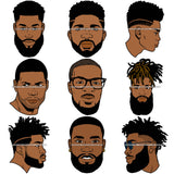 Bundle 9 Attractive Man Bearded Hipster Model Fashion Male Guy Stylish Mustache Close-up Sexy Macho Manly SVG Files For Cutting