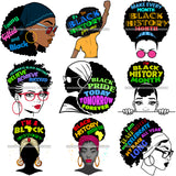 Bundle 9 Black History Month Quotes Vector Designs .SVG Cut Files For Silhouette Cricut and More!