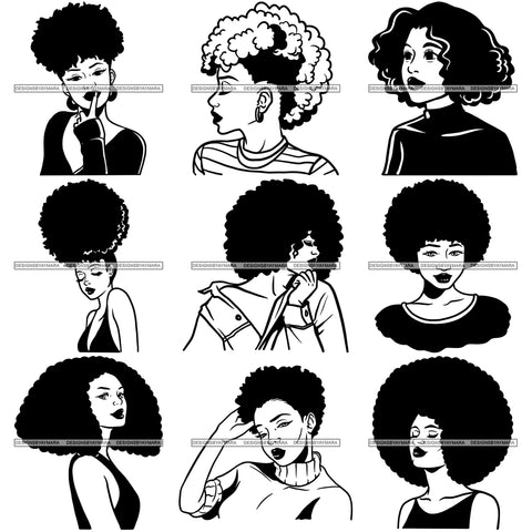 Bundle 9 Afro African American Lady Woman Classy Nubian SVG Cutting Files