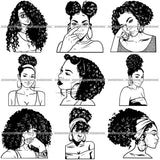 Bundle 9 Afro Girls Goddess bamboo Earrings Black Girl Magic Melanin Popping Hipster Girls SVG JPG PNG Cutting Files For Silhouette Cricut and More