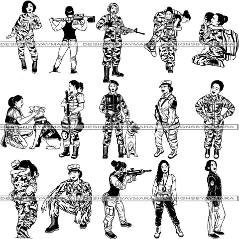 Bundle 15 Military Woman USA Proud Melanin SVG Cut Files