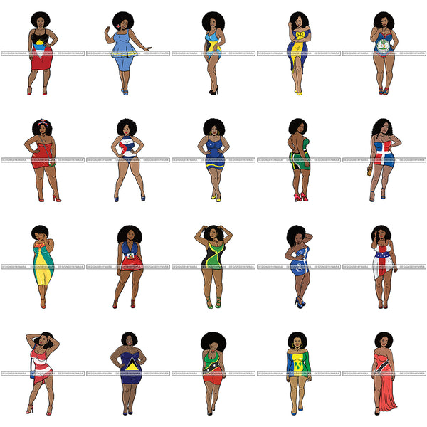 Bundle 20 Afro Caribbean Goddess SVG Cutting Files For Silhouette Cricut and More