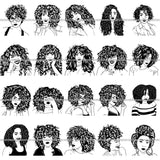 Bundle 20 Afro Lady Black Goddess Melanin Dark Latina Morena SVG Files For Cutting and More!