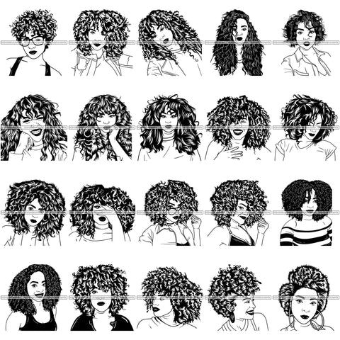 Bundle 20 Afro Lady Black Goddess Melanin Dark Latina Morena SVG Files For Cutting and More!