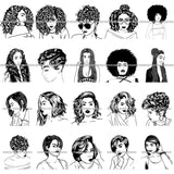 Bundle 20 Afro Lady Black Goddess Melanin Dark Latina Morena SVG Files For Cutting and More!
