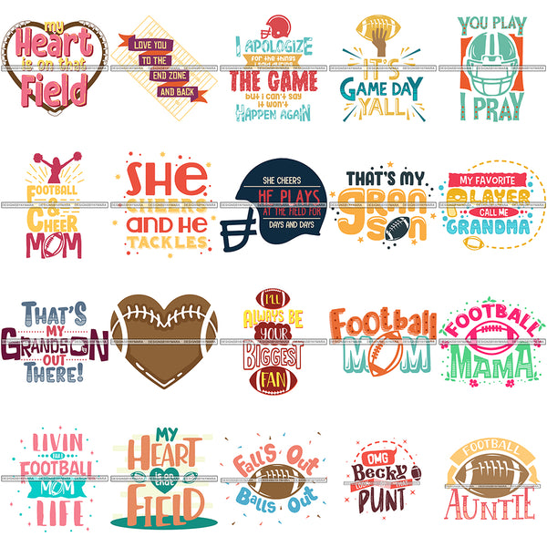 Bundle 20 Football Cute Quotes SVG Cutting Files For Cricut and More