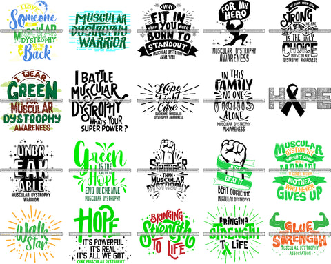 Bundle 20 Muscular Dystrophy Awareness SVG Quotes Cut Files