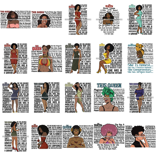 Bundle 80 Afro Woman I'm She's This Queen Quotes SVG Files For Cutting and More!