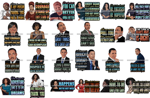 Bundle 24 Black History Leaders Quotes Proud Roots .SVG Clipart Vector Cutting Files
