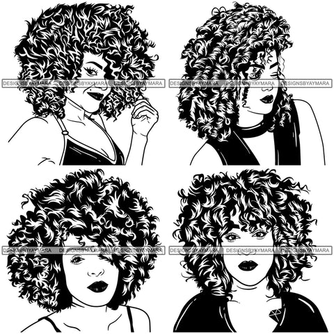 Free Bundle 4 Afro Woman Goddess Curly Hairstyle SVG Files For Cutting and More!